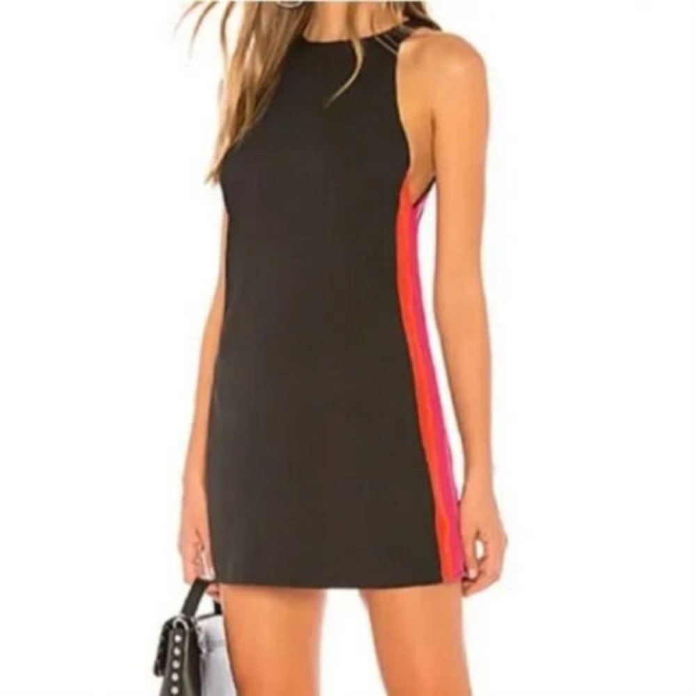 Lovers + Friends Black Racing Stripe Mini Dress